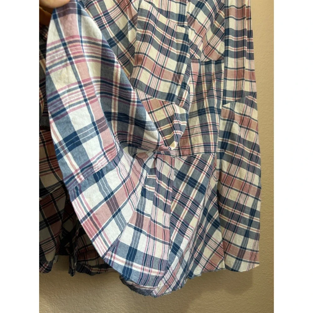 Ralph Lauren Jeans Size 2 Patchwork Plaid Cotton Midi Skirt Blue Pink Cottage